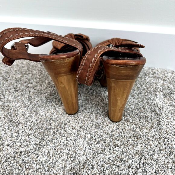 Miu Miu Bow Wood Heels Sandals Platform Shoes Studs 37 - Picture 7 of 14